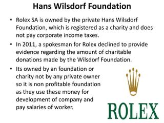 what charities does rolex support|rolex donation.